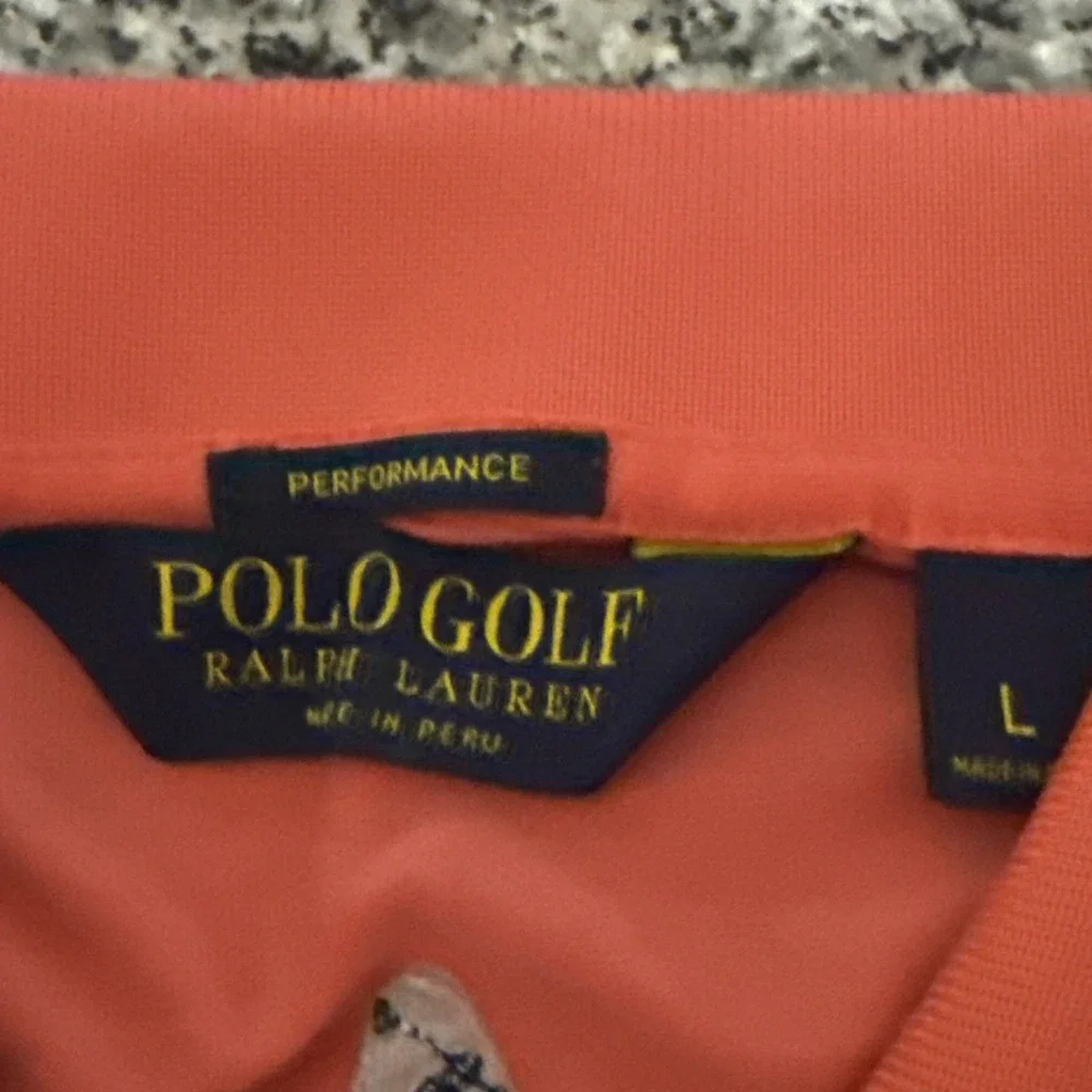 Polo Ralph Lauren Performance Men's Golf Sz L Erin Hills Logo Pony On Back Coral